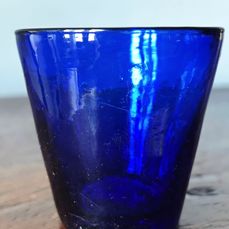 キャンドルグラス 青 h6.6cm フランス アンティーク 0502304 | jinen_a