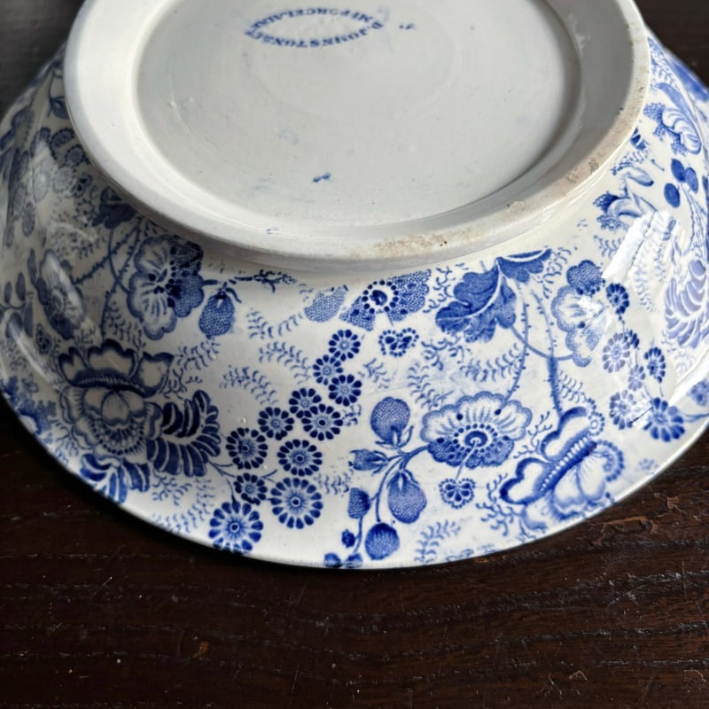 訳有19世紀ボルドー窯　 タピスリ－柄　オクトゴナル蓋付シュクリエ　フランス David Johnston/Bordeaux ボルドー タピスリー コンポティエ コンポート