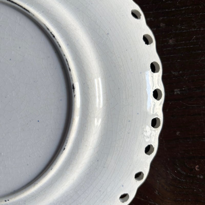 グリザイユ プレート パニエ フランスアンティーク フランス 窯不明 パニエ皿 平皿 デザート皿 グリザイユ φ19.8cm