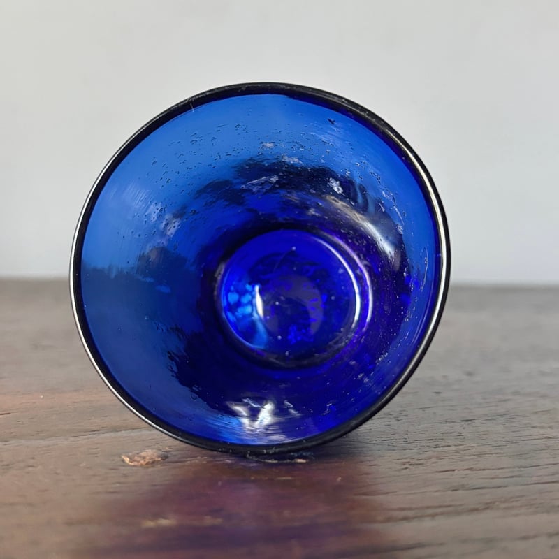 キャンドルグラス 青 h6.6cm フランス アンティーク 0502304 | jinen_a
