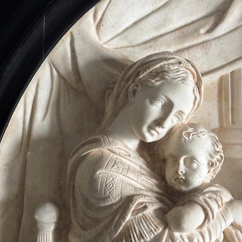 フランス　アンティーク　二人の天使　特大メダイヨン　19世紀　レア　サインあり フランス アンティーク 二人の天使 特大メダイヨン 19世紀 レア