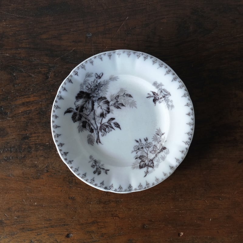 サルグミンヌ　FLORE フランス アンティークプレート フランス製サルグミンヌFLOREブルーフラワーデザートプレート