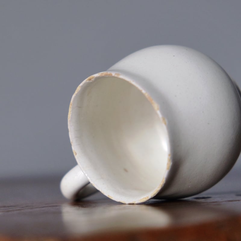 お花のクリームポット【ポ・ア・クレム】ポーセレン白磁器 /フランスアンティーク 1800年代初頭 白錫釉 クリームポット フランス アンティーク