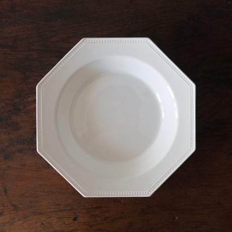 フランスアンティークオクトゴナルプレート直線Φ22.4cm