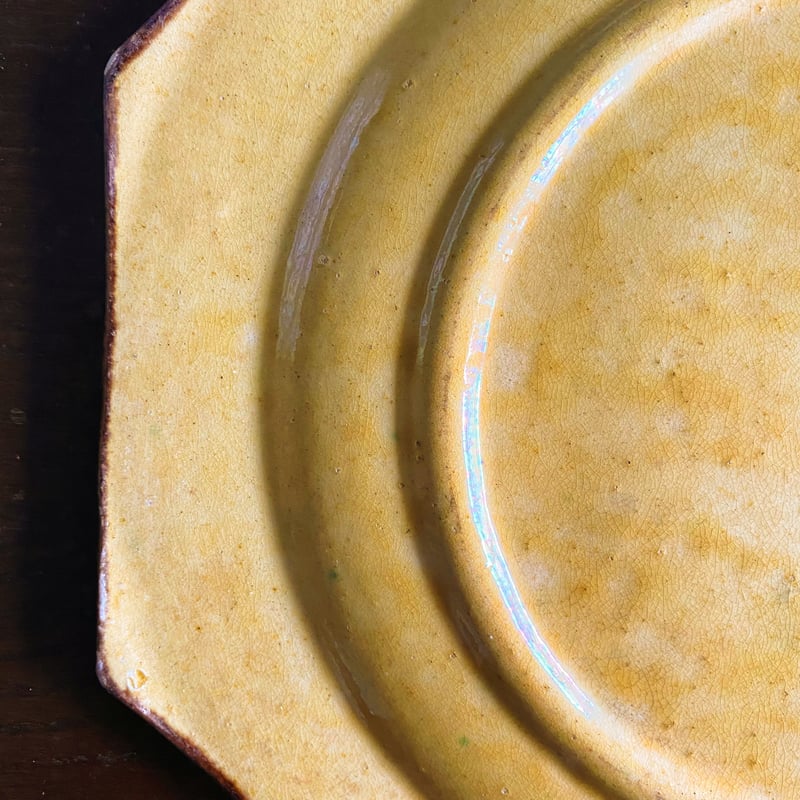 ヴァロリス 窯 オクトゴナル マスタード 色 プレート ヴィンテージ