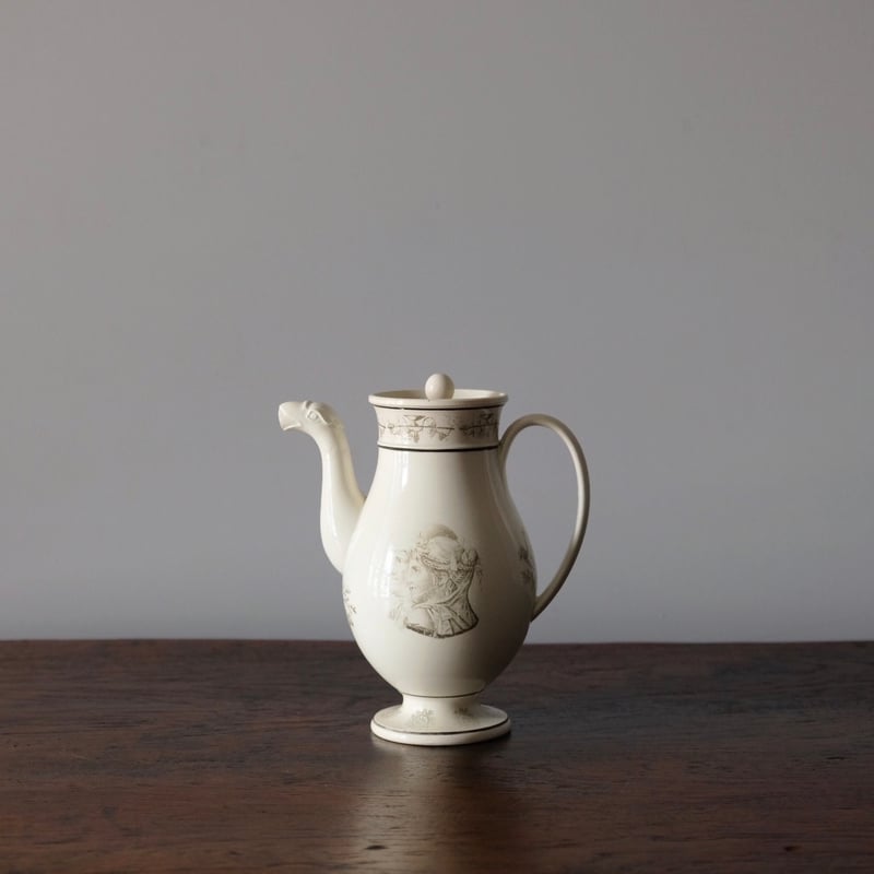 フランス アンティーク クレイユ ファイアンスフィーヌ カフェティエール Creil クレイユ ファイアンスフィーヌ グリザイユ カフェ