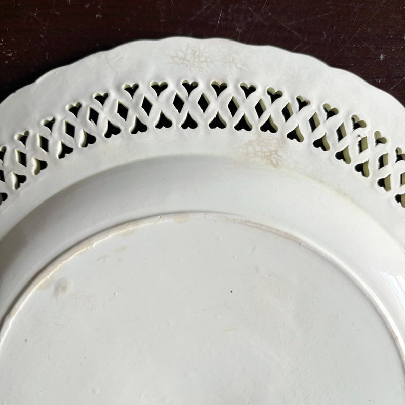 クリームウェア ピアシング 平皿 φ24.7cm イギリス アンティーク