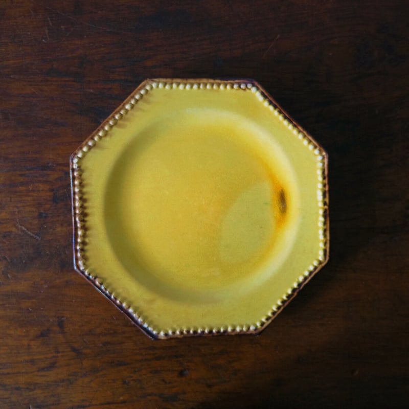 ヴァロリス 窯 オクトゴナル マスタード 色 プレート ヴィンテージ