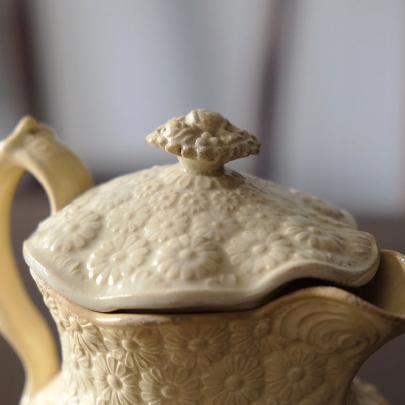 レア・希少】ボルドー窯 マーガレットレリーフ蓋付きピシェ フランス