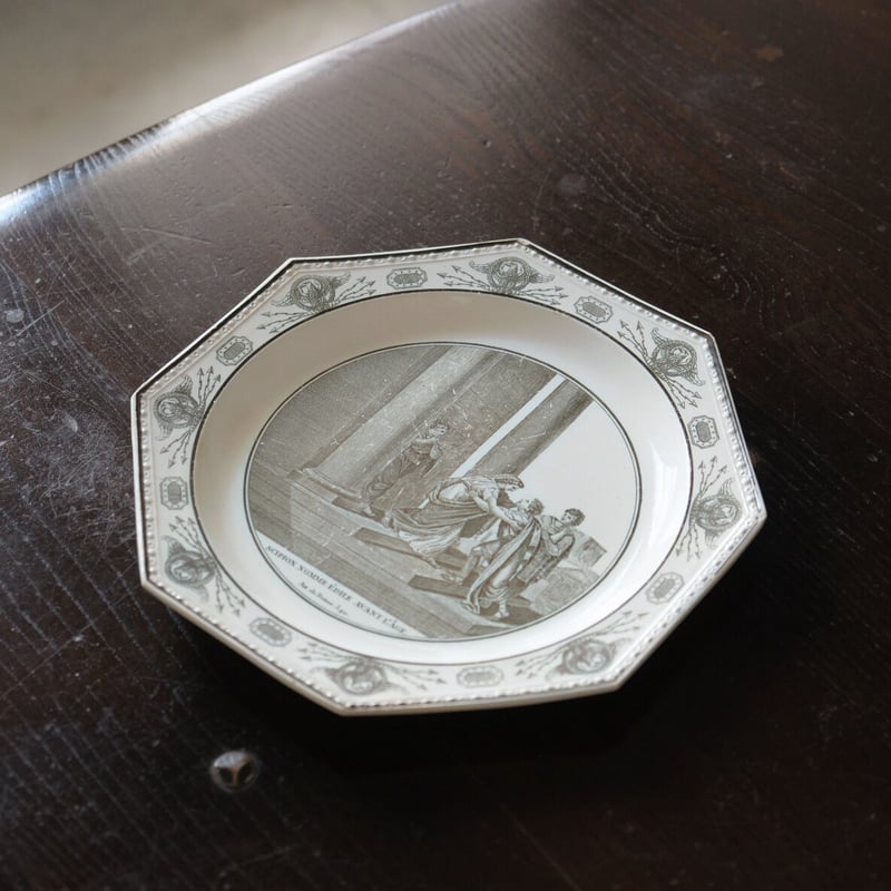 クレイユ Creil グリザイユ オクトゴナル フランス アンティーク b