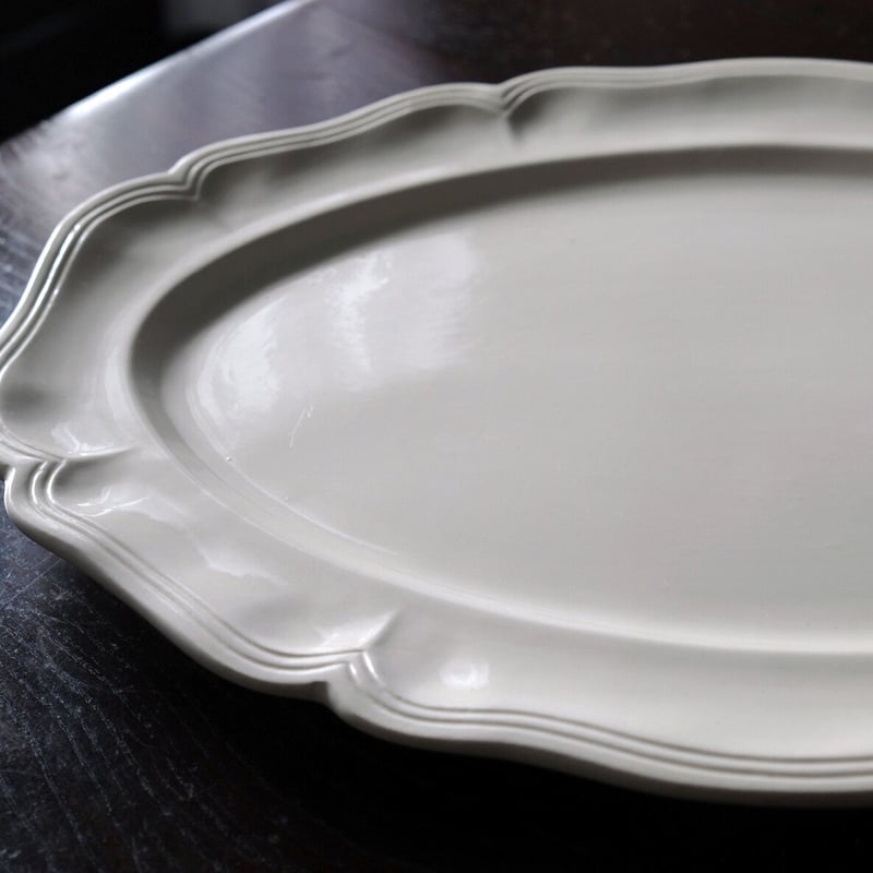 フランスアンティーク　ディゴワン サルグミンヌ 花リム オーバルプレート　大皿 718254c6e94911a8052d4b9be3d994