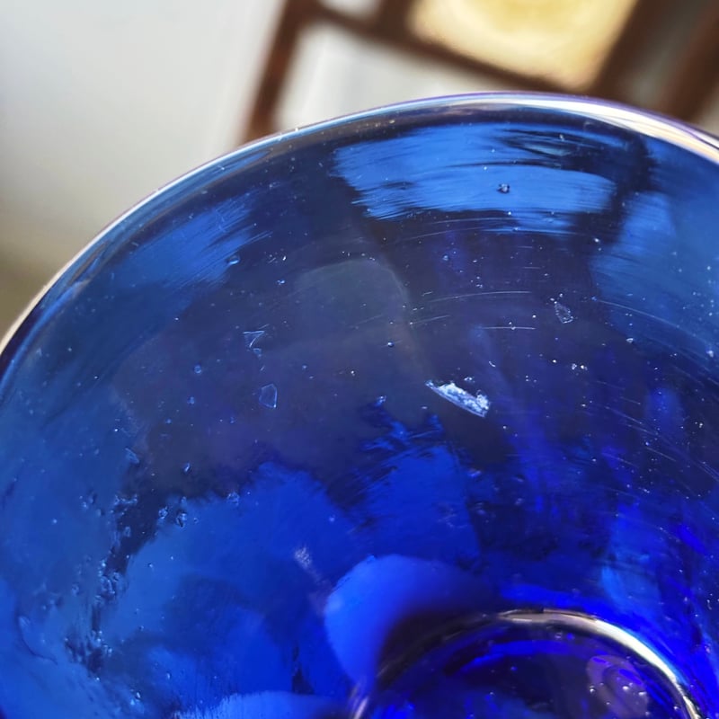 キャンドルグラス 青 h6.6cm フランス アンティーク 0502304 | jinen_a