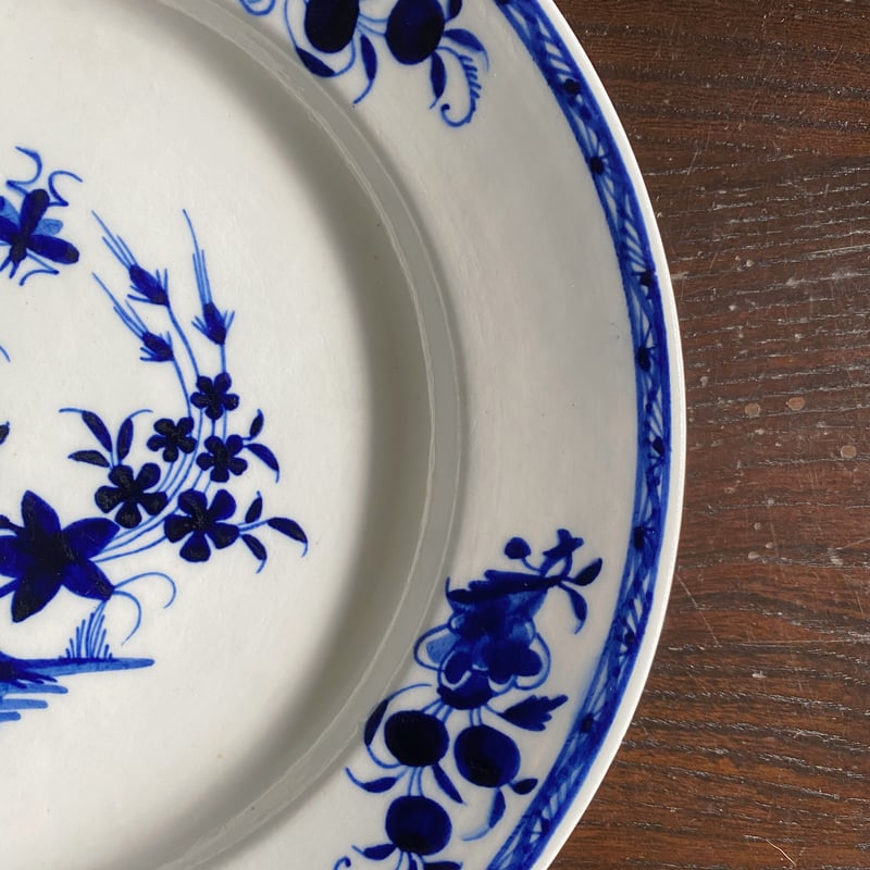 tournai トゥルネー 軟質磁器 絵皿 平皿 リム皿 φ24.4cm アンティーク
