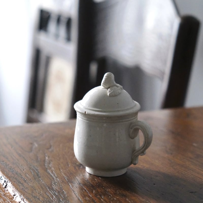 セール！ファイアンスフィーヌ　クリームポット　アンティーク　フランス 窯不明 ファイアンスフィーヌ クリームポット フランス
