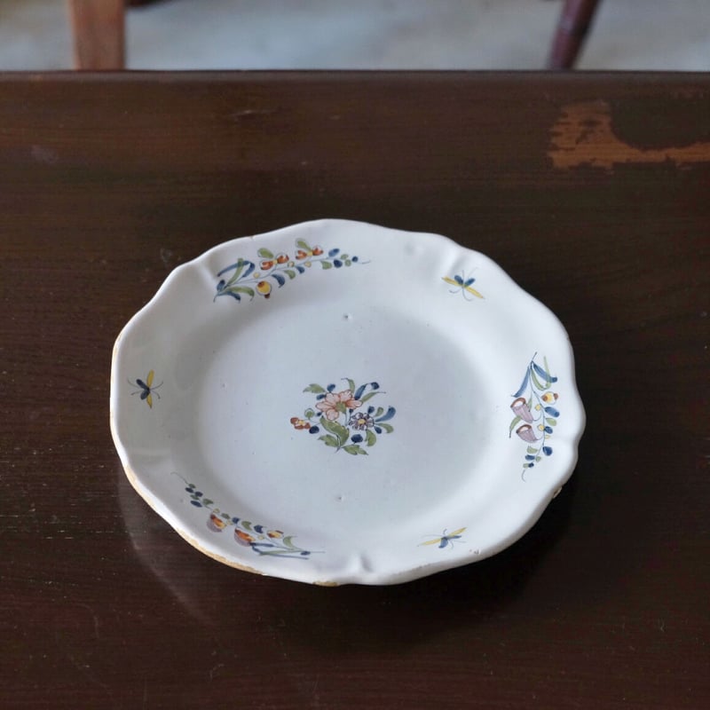 ・アンティーク　フランス製　色絵　飾り皿　直径26.5㎝　さ4-0601⑤ 小皿10.5cm ＋ミニチュア3点セット) フランス アンティーク 絵皿