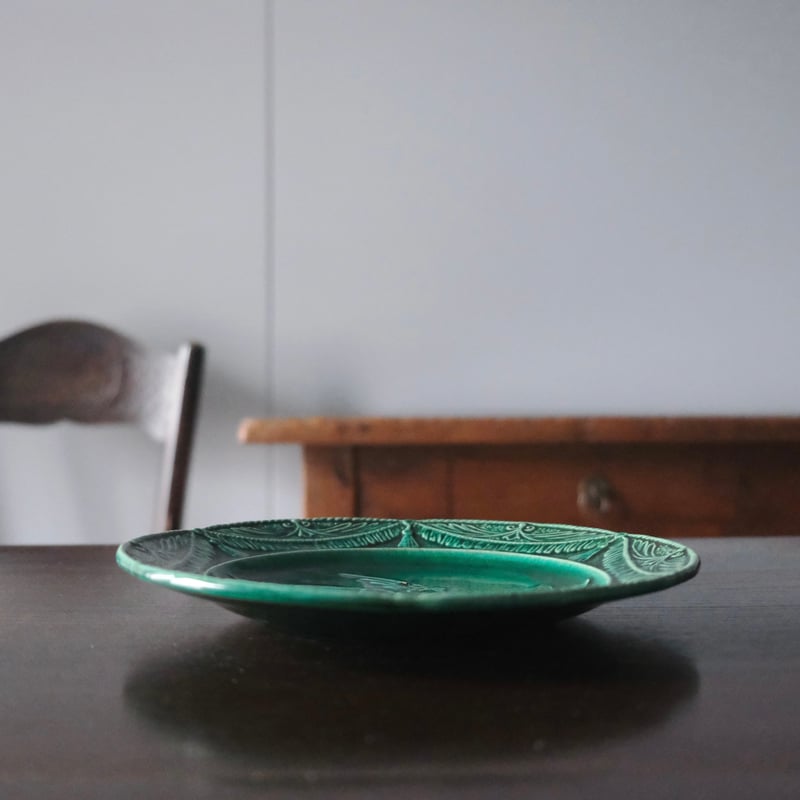 窯不明 バルボティーヌ 鳥と蝶 平皿 φ21.2cm フランス アンティーク