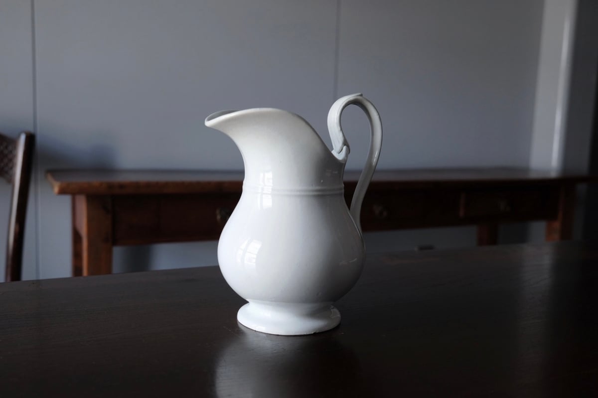 Gien 白 ピシェ h21.5cm フランス アンティーク 0501716 | jinen_ Gien 白 ピシェ h21.5cm フランス アンティーク 0501716 | jinen_