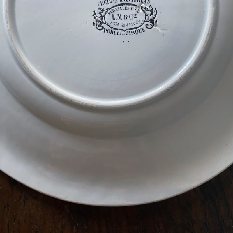 Creil & Montereau クレイユ＆モントロー 平皿レリーフ グリザイユ