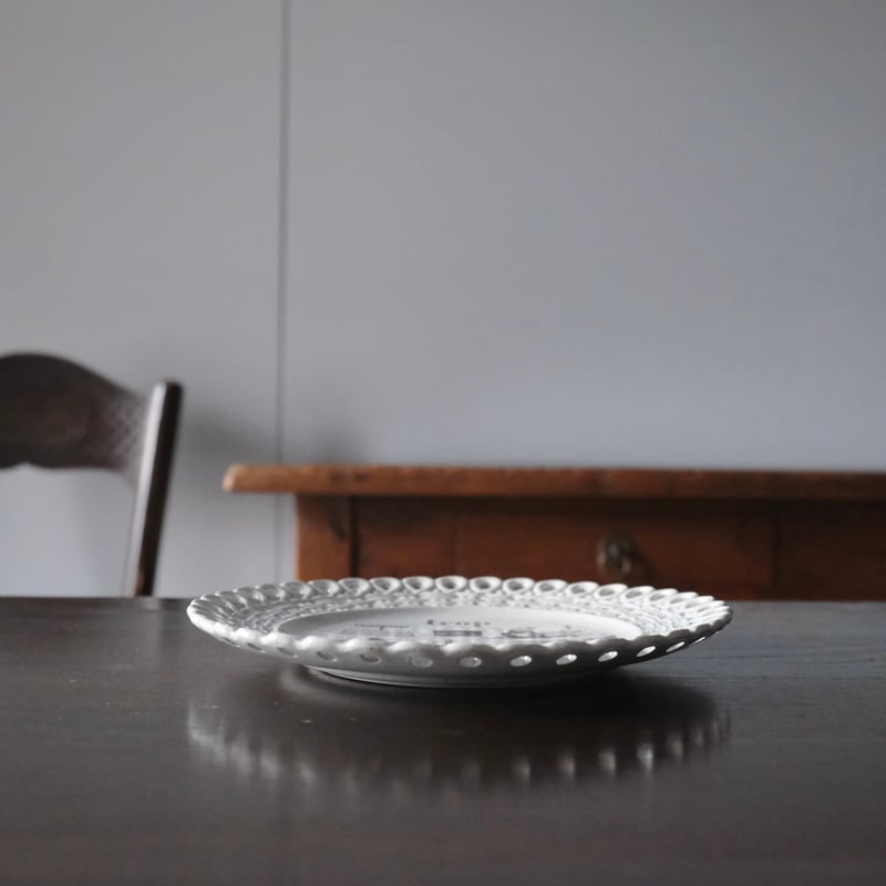 フランス 窯不明 パニエ皿 平皿 デザート皿 グリザイユ φ19.8cm