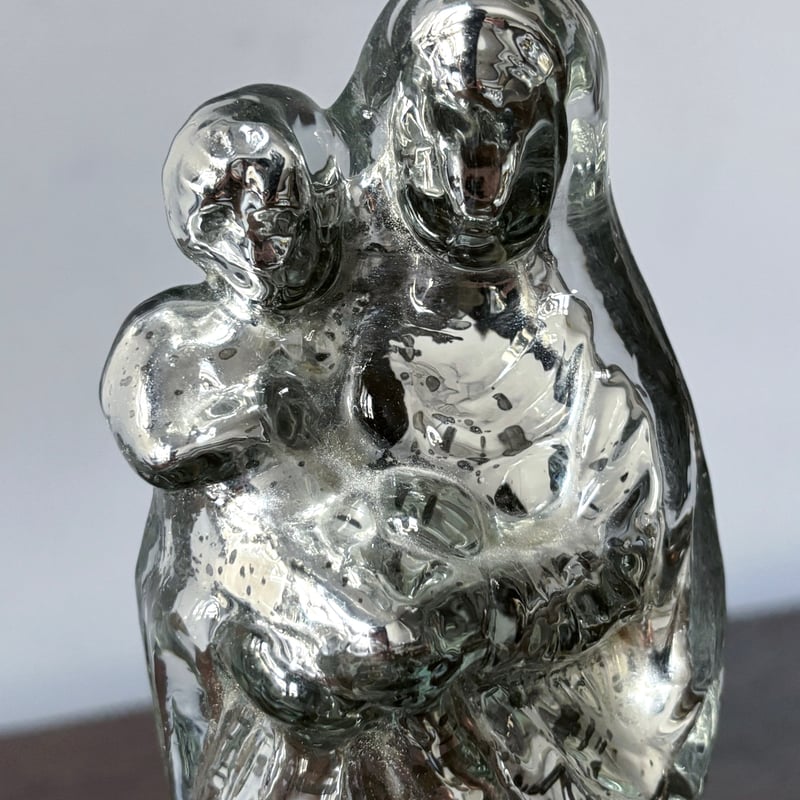 マーキュリーガラス 聖母子像 マリア像 18.8cm フランス アンティーク