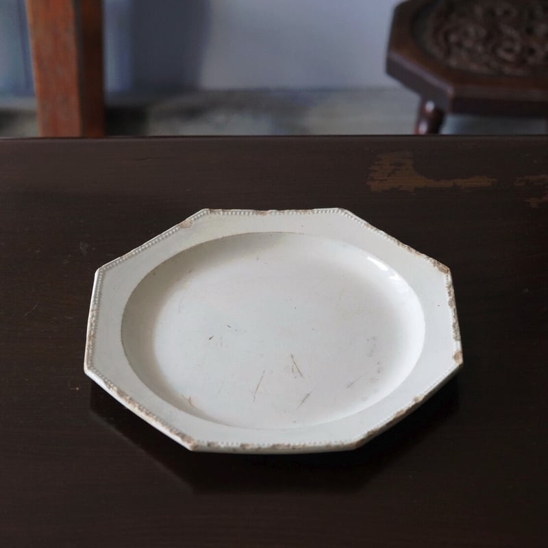 【レア希少】ファイアンスフィーヌ　オクトゴナルソーシエール　フランスアンティーク レア希少】ファイアンスフィーヌ オクトゴナルソーシエール フランス