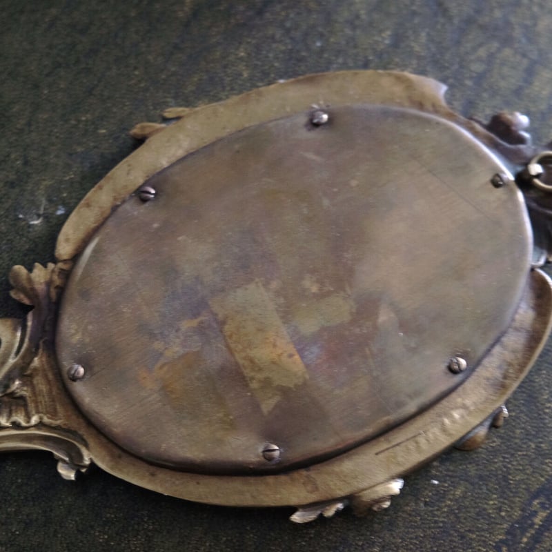 手鏡 ミラー ロカイユ装飾 アンティーク 050044 | jinen_antique