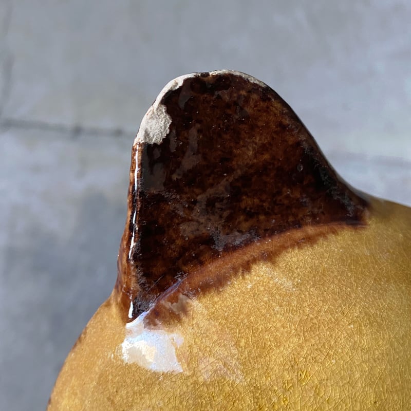 黄釉 耳付き ボウル 南仏 φ11.8cm h4.7cm アンティーク 0501157