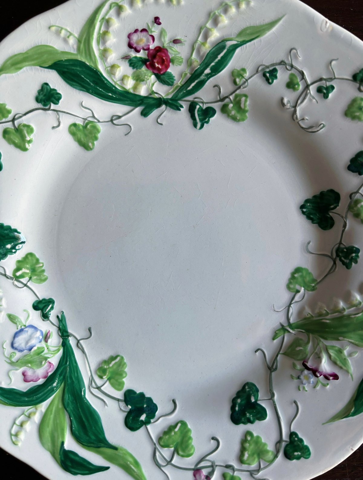 クレイユモントロー FLORA MUGUET アンティーク 花柄 皿 23cm クレイユ