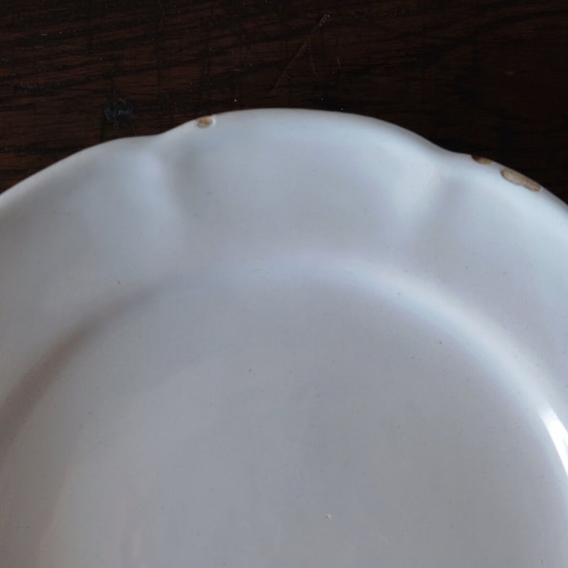 ムスティエ　花リム　25㎝ 18世紀 Moustiers ムスティエ 小枝柄 花リム 平皿 フランス