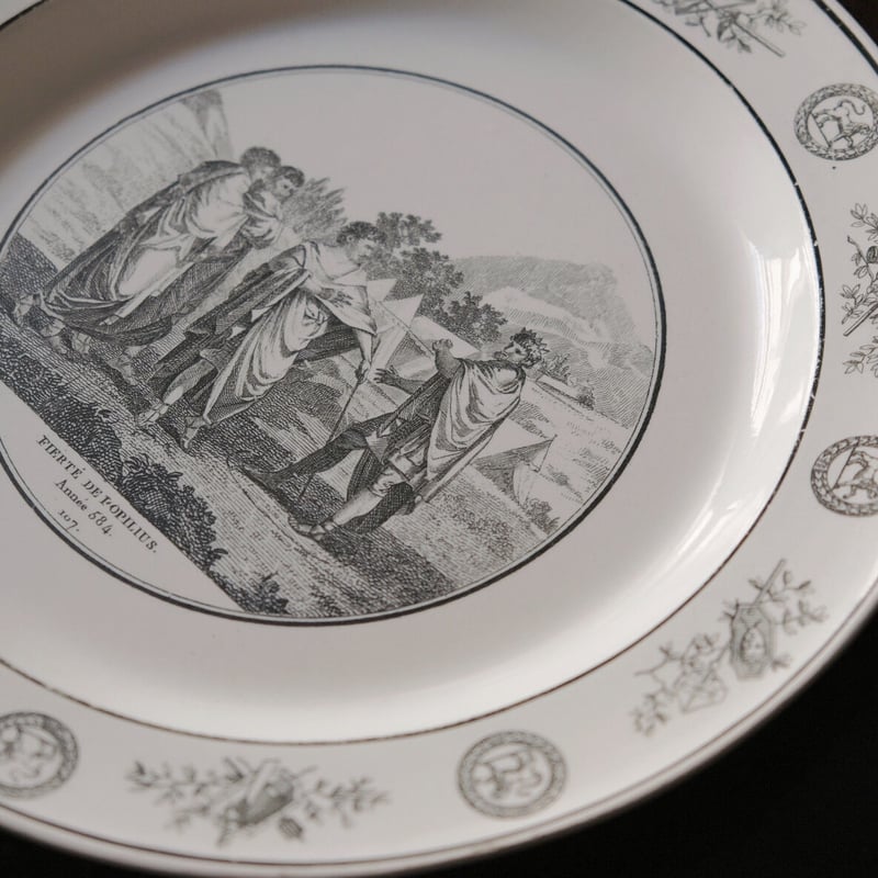フランスアンティーク grisaille グリザイユ 平皿 プレート フランス