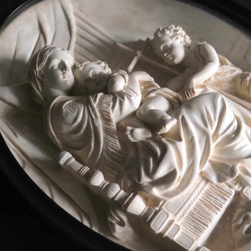 フォンタナ銘 小椅子の聖母 メダイヨン 額装品 h40cm フランス