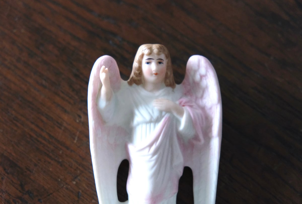 ビスク製 ベニティエ 聖水盤 ピンク フランス アンティーク 0502290