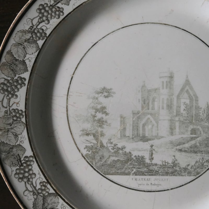 Creil クレイユ 刻印 グリザイユ 平皿 ディナー皿 ファ24.5cm