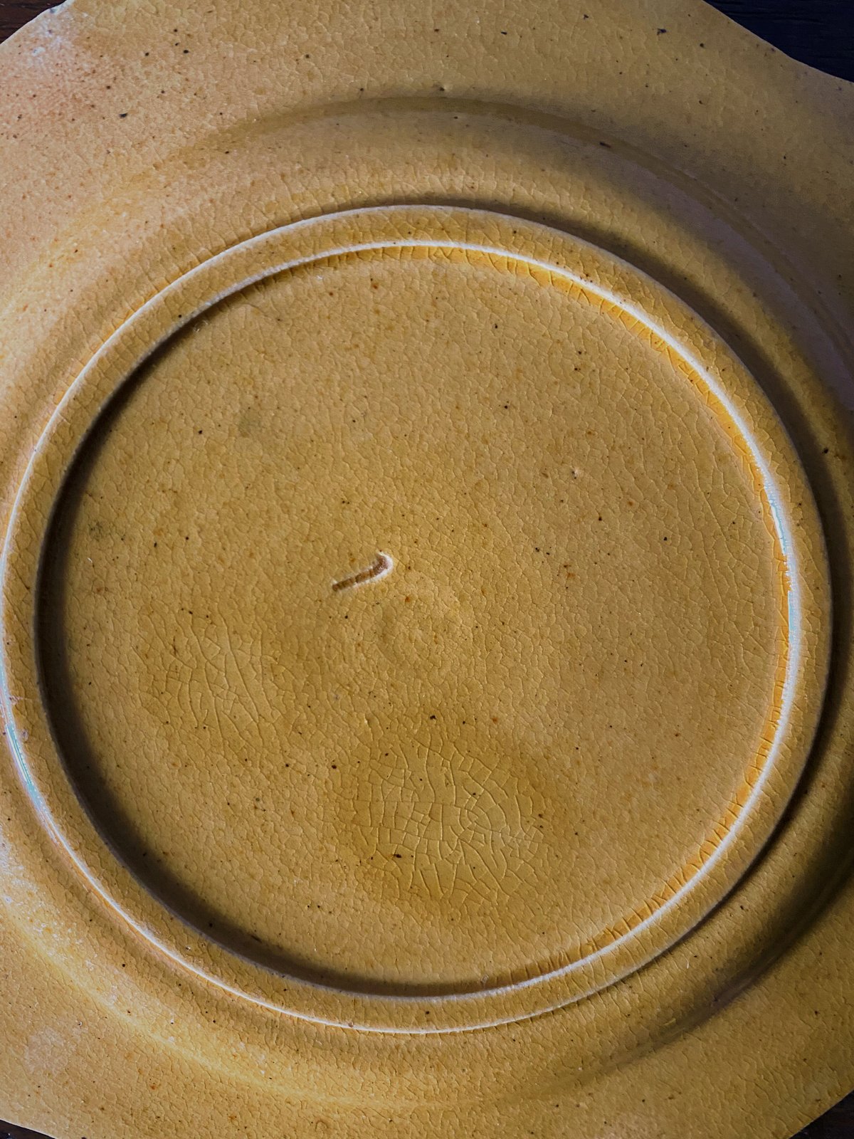 ピション 黄釉 花リム 小皿 アンティーク b050528 | jinen_antique