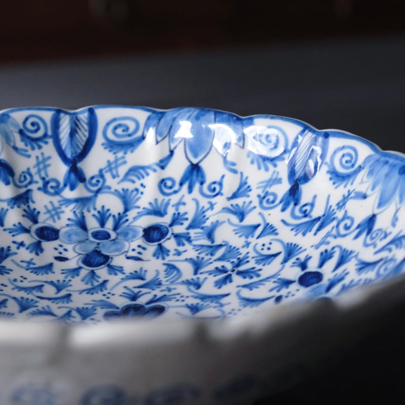 18世紀 デルフト Delft 輪花 ボウル サラディエ オランダ アンティーク
