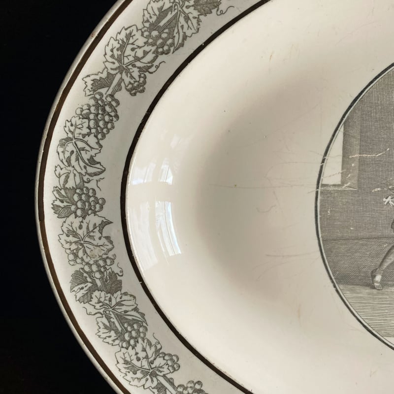 クレイユ CREIL グリザイユ オーバル皿 楕円皿 ファイアンスフィーヌ