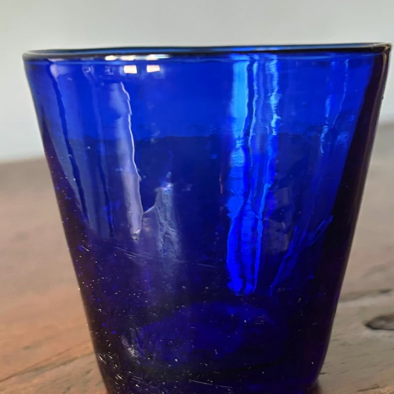 キャンドルグラス 青 h6.6cm フランス アンティーク 0502304 | jinen_a