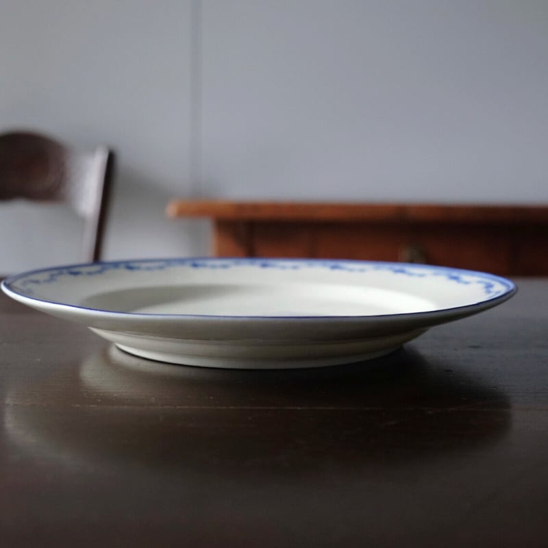 18世紀 トルネイtournai トゥルネー 軟質磁器 φ24cm リム皿 青 