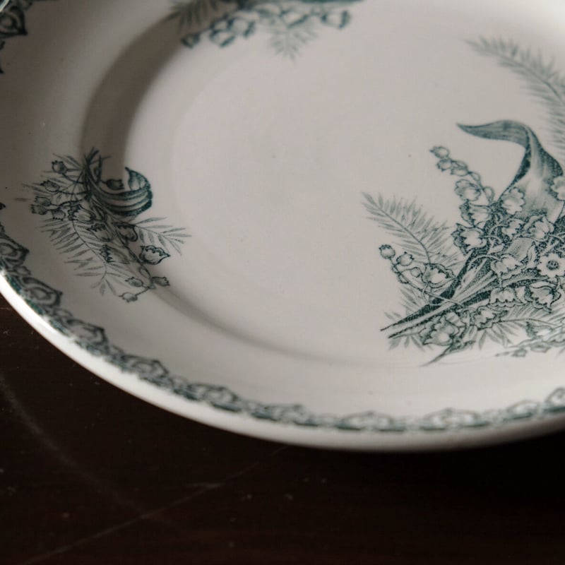 サンタマン ミュゲ MUGUET 鈴蘭柄 平皿 リム皿 φ22.2cm アンティーク