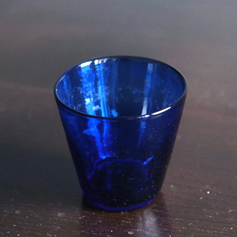 キャンドルグラス 青 h6.6cm フランス アンティーク 0502304 | jinen_a