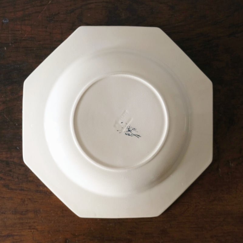 1800年代後期 イギリス M&C ボタニカル柄 オクトゴナル深皿
