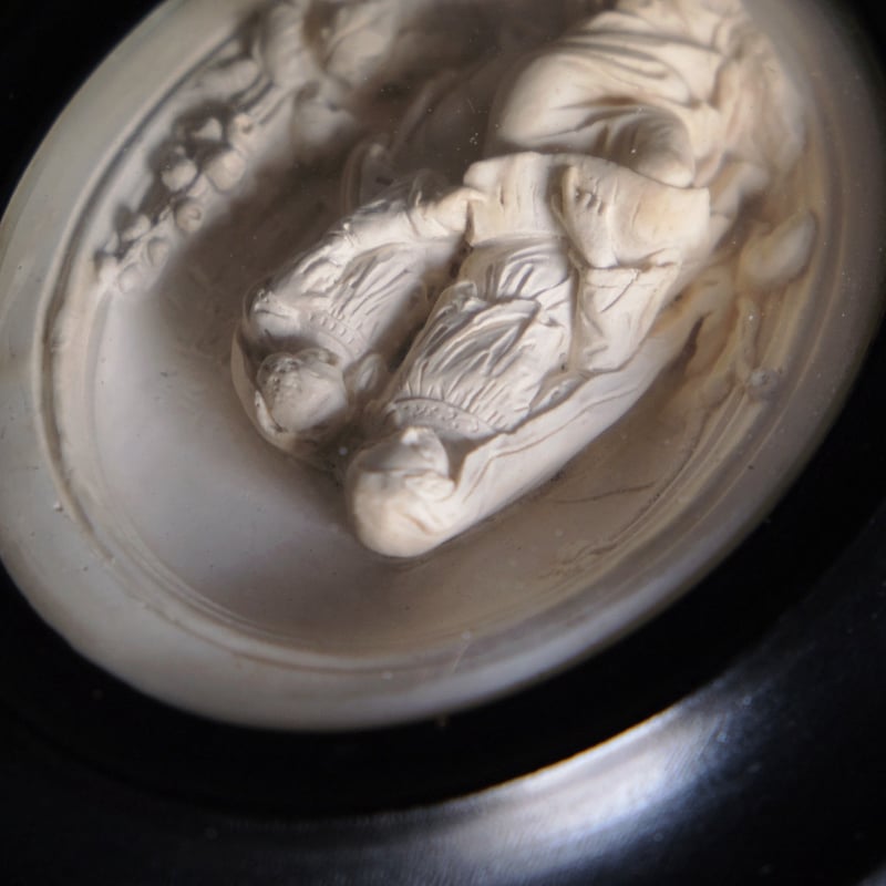 19世紀 メダイヨン 額装 マリア母・アンナと少女マリア フランス