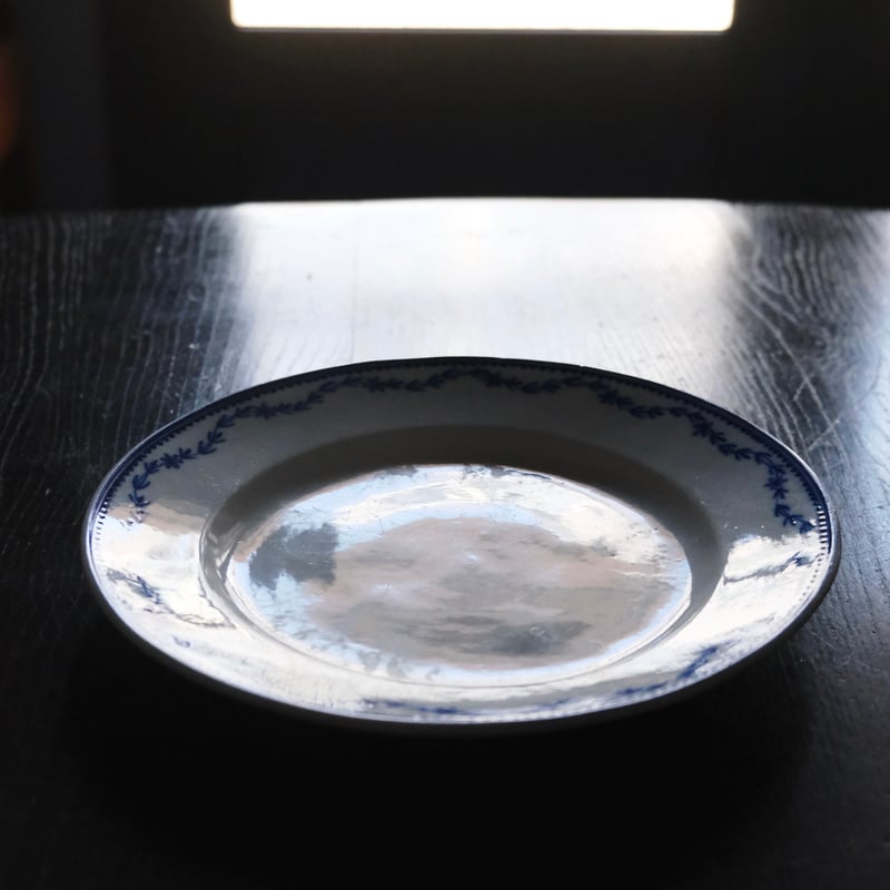 18世紀 tournai トゥルネー トルネイ 軟質磁器 平皿 ギルランド 青 φ24