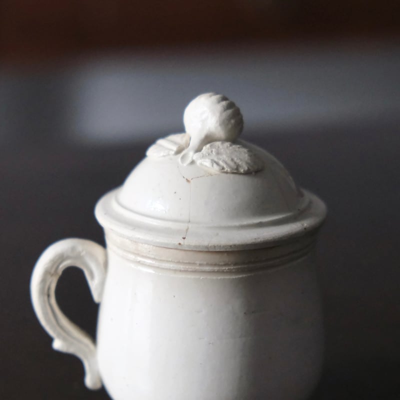 窯不明 ファイアンスフィーヌ クリームポット フランス アンティーク