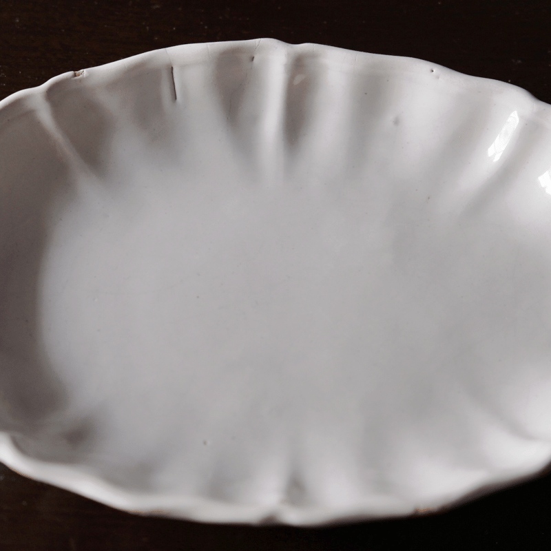 Moustiers ムスティエ 花リム 輪花 オーバル 皿 ラヴィエ アンティーク