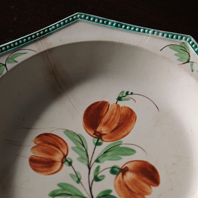 Aumale オマル 花絵皿 オクトゴナル 深皿 フランス アンティーク