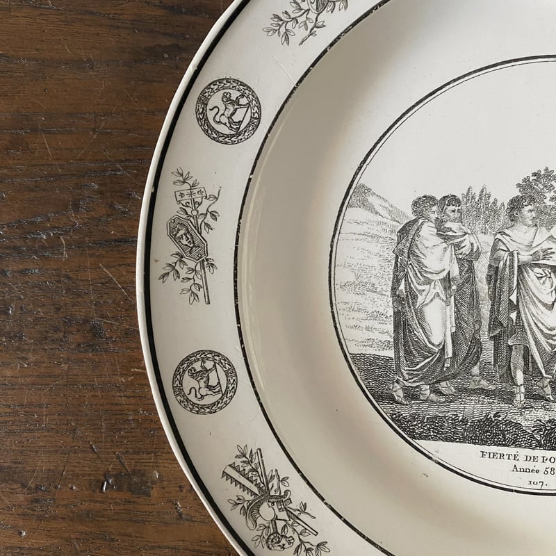 CREIL クレイユ グリザイユ 平皿 ディナー皿 φ24.5cm ファイアンス