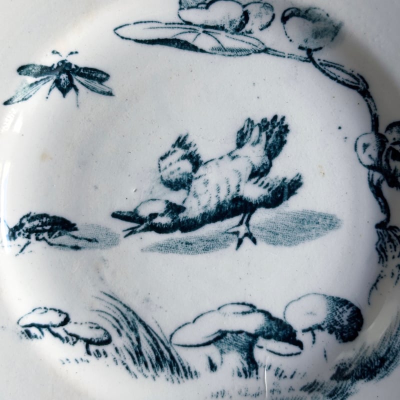 フランスアンティーク リュネヴィル窯 カップ & ソーサー ディネット 小鳥と花 リュネヴィル Réverbère カップアンドソーサー＆ソーサー3点