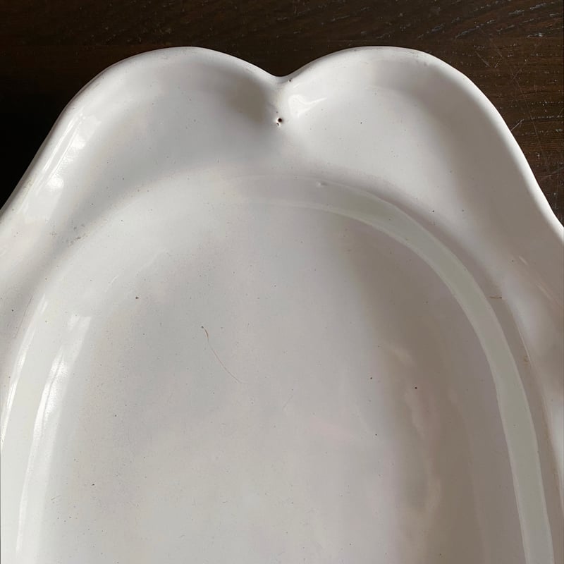 美品！フランスアンティーク　ムスティエ　オーバル大皿 ムスティエ 花リム オーバルプレート アンティーク 050152