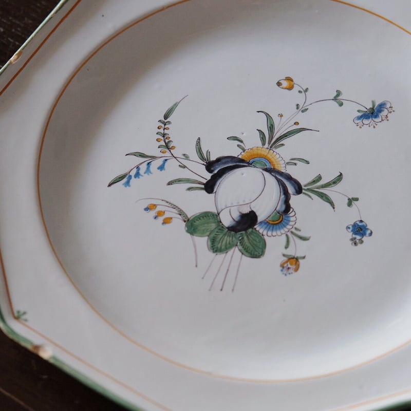 18世紀末 Martres Tolosane マルトル・トロザーヌ オクトゴナル 花絵皿